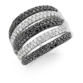 White and black diamond ring