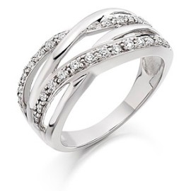 Four strand diamond ring