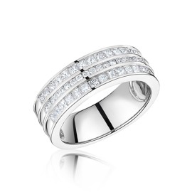 Triple channel set diamond half eternity ring