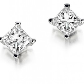 Princess cut stud earrings