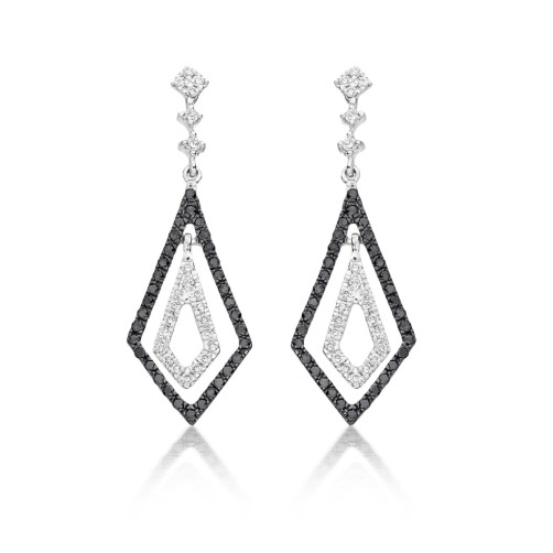Kite drop earrings with black diamonds